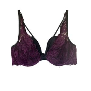 NWT Adore Me Harness Bra size 36A Eggplant and Black
